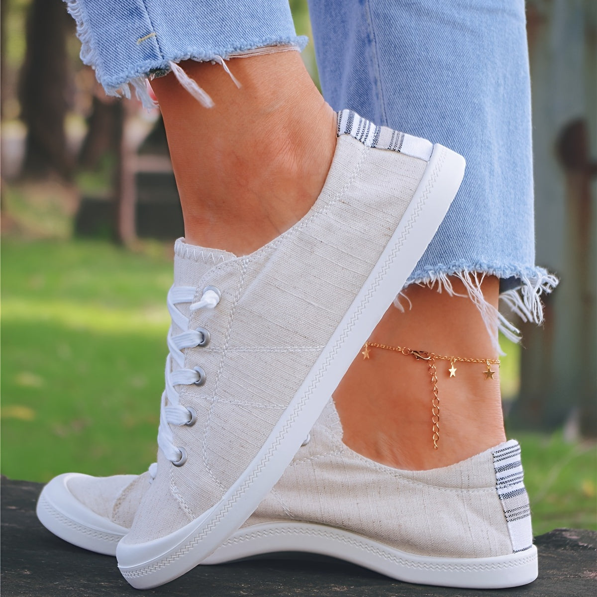 Women's Canvas Lace Up Slip On Sneakers Lightweight Loafer Shoes