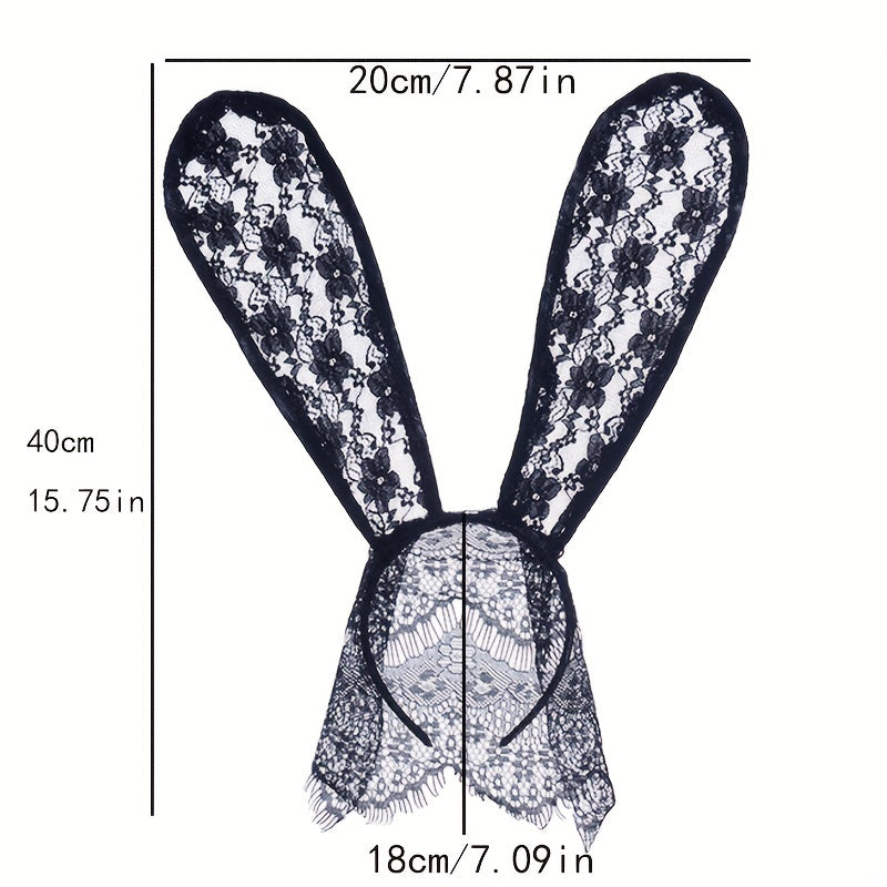 Halloween Lace Bunny Rabbit Ears Veil Mask Costume Party Roleplay