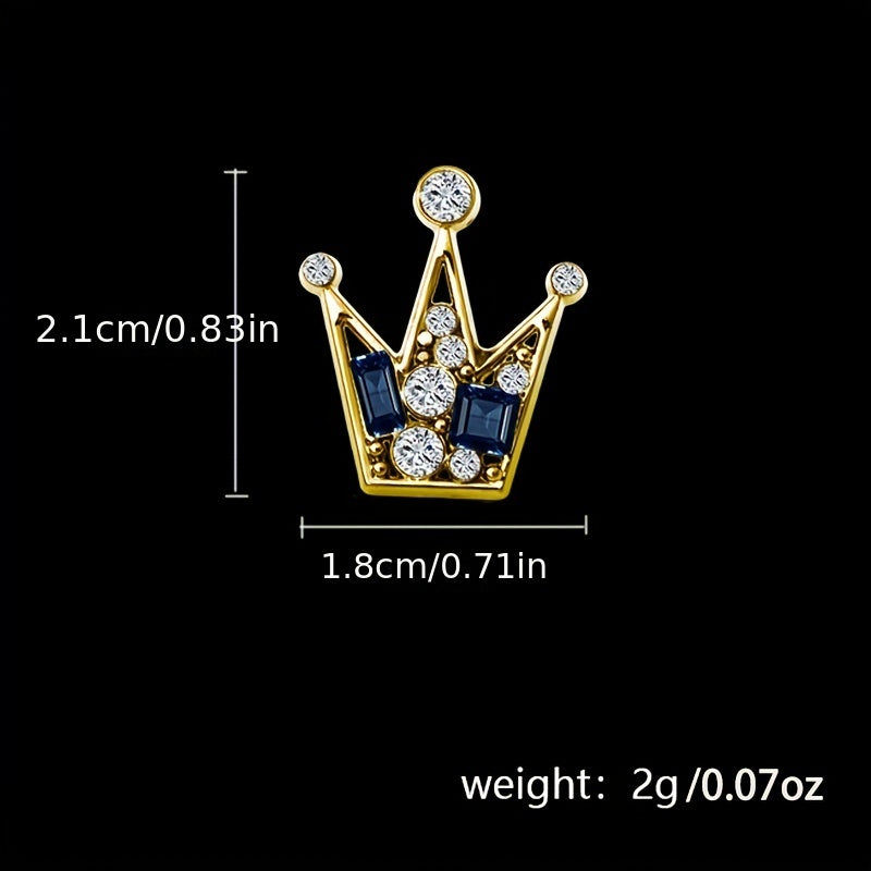 Men's Crown Collar Pin Crystal Collar Clip