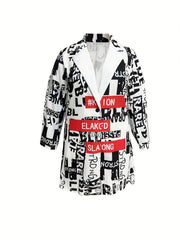  Pop Art Print Long Sleeve Blazer