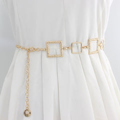 Metal Waist Chain Women's Square Belt For Dress Shirt Suit