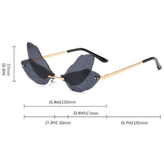 Dragonfly Wing Sunglasses Rimless Irregular Party Eyewear For Women Unisex