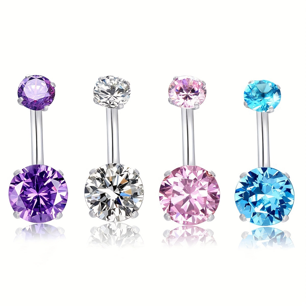 14G CZ Navel Barbell Stud Body Piercing
