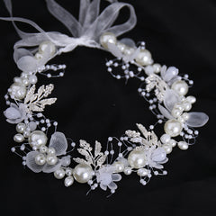 Crystal Pearl Flower Tiara Headband for Women