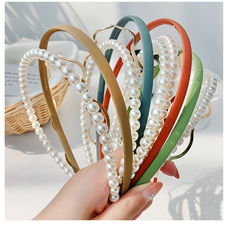3pcs Faux Pearl Hair Bands & Wave Headband Hair Accessories Set