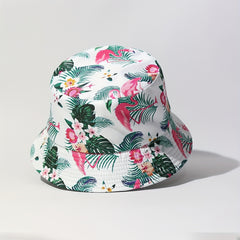 Flamingo Leaf Print Bucket Hat Lightweight Sun Hats