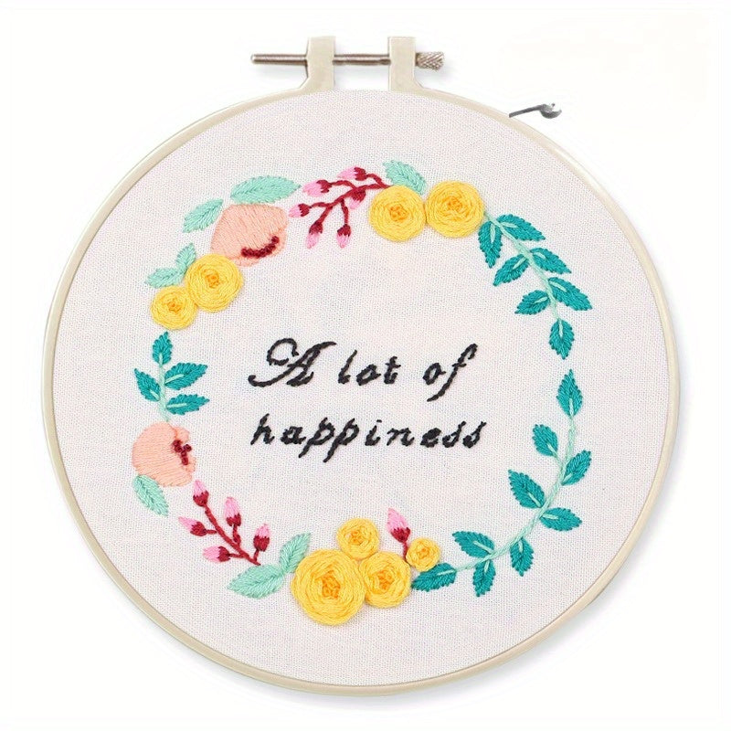 DIY Embroidery Set Beginner English Flower Pattern Gift
