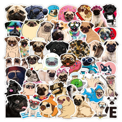 50 Cartoon Animal Pug Doodle Waterproof Stickers DIY Creative Toys