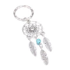 Vintage Turquoise Feather Shape Keychain Western Style Key Chain