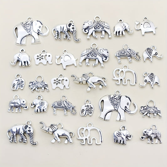 30pcs Antique Silver Elephant Charms Pendants DIY Jewelry Making Findings