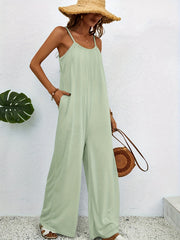 Boho Ink Print Jumpsuit Spaghetti Wide Leg Women's Clothing