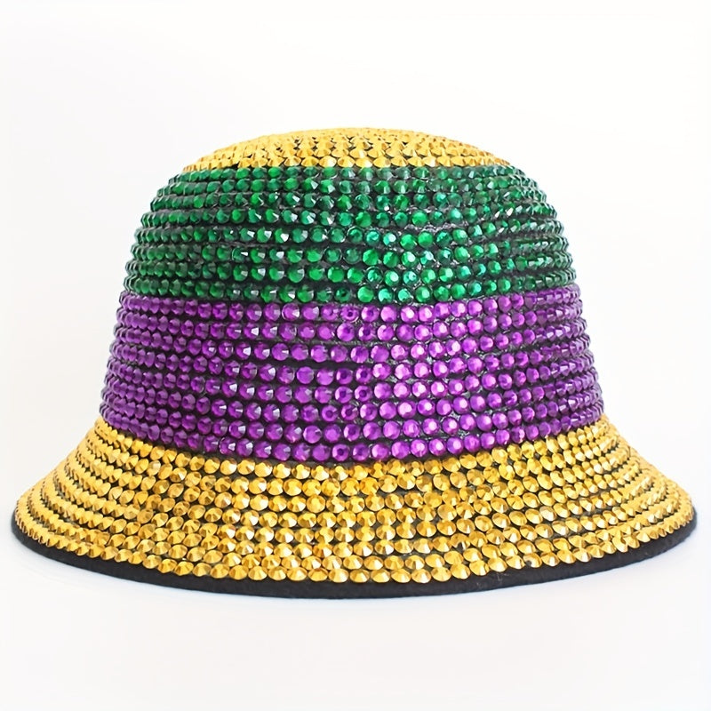 Rhinestone Y2K Bucket Hat Casual Block Fisherman Cap