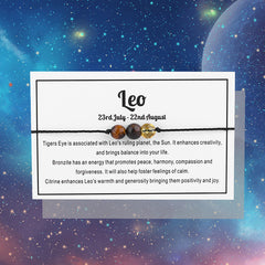 Constellation Theme Rope Bracelet With Message Card Healing Crystal Beaded