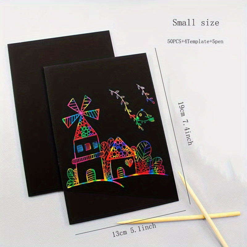 Magic Rainbow Scratch Paper Off Set Crafts Supplies for Kids