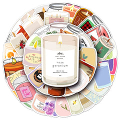 50pcs Scented Candles Fun Stickers Vinyl Decorative Bottles Hats Bicycles