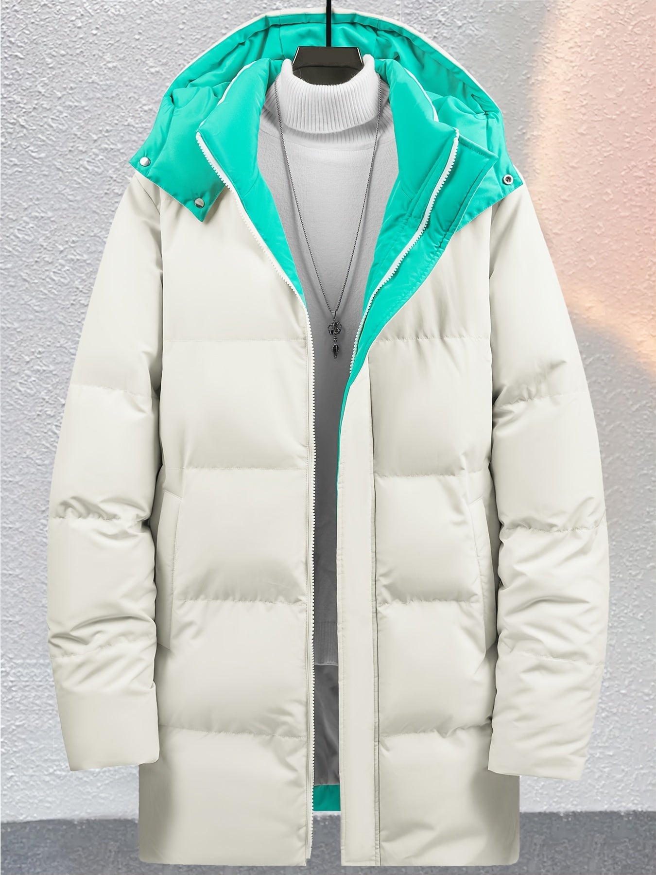 Men's Casual Contrast Cotton Padded Jacket With Hood