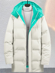 Men's Casual Contrast Cotton Padded Jacket With Hood