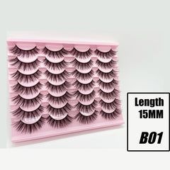14 Pairs Fluffy False Eyelashes 15mm Long Dramatic Faux Mink Strip 3D Lashes
