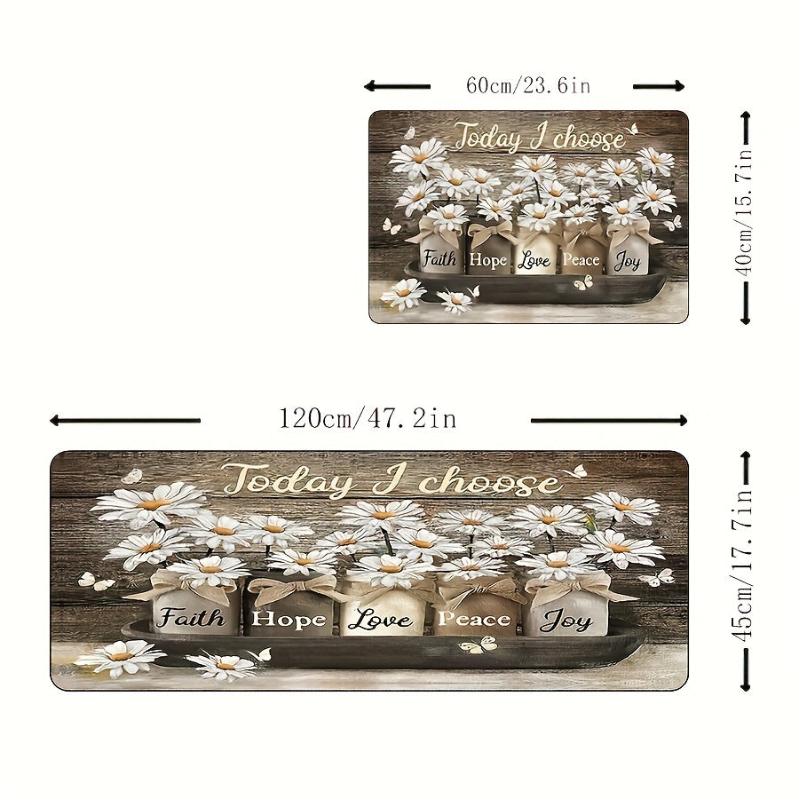 Flower Pattern Washable Floor Mat for Year Decor