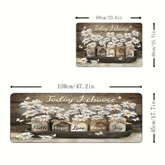 Flower Pattern Washable Floor Mat for Year Decor