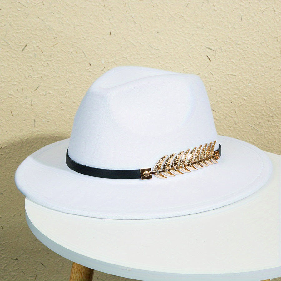 Men's Wide Brimmed Hat with Belt Decoration