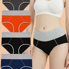4pcs Colorblock Stretch Briefs High Waist Panties Women's Lingerie