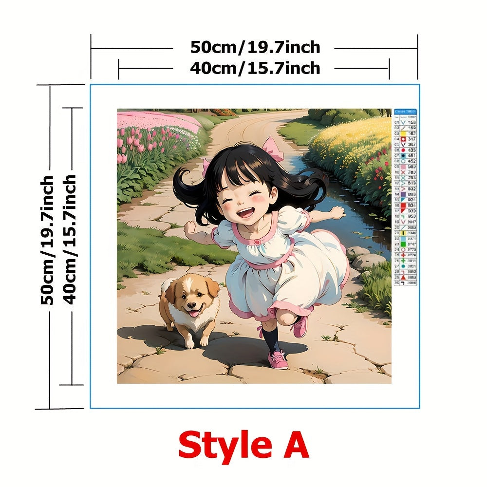 Girl & Dog Cross Stitch Patterns Kit - Full Embroidery DIY