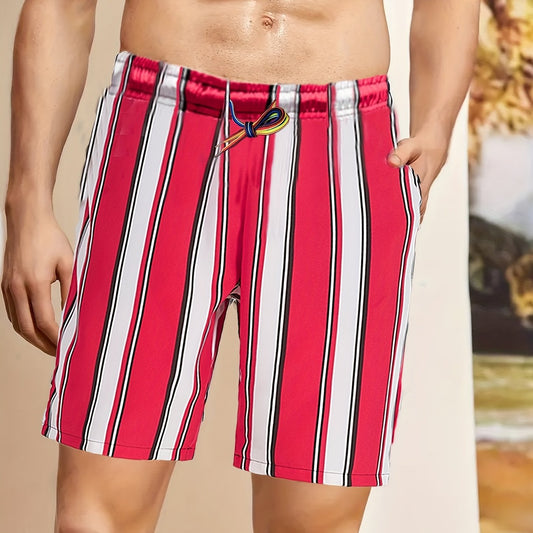 Men's Stylish Letter Pattern Print Swim Trunks Quick Dry Beach Shorts