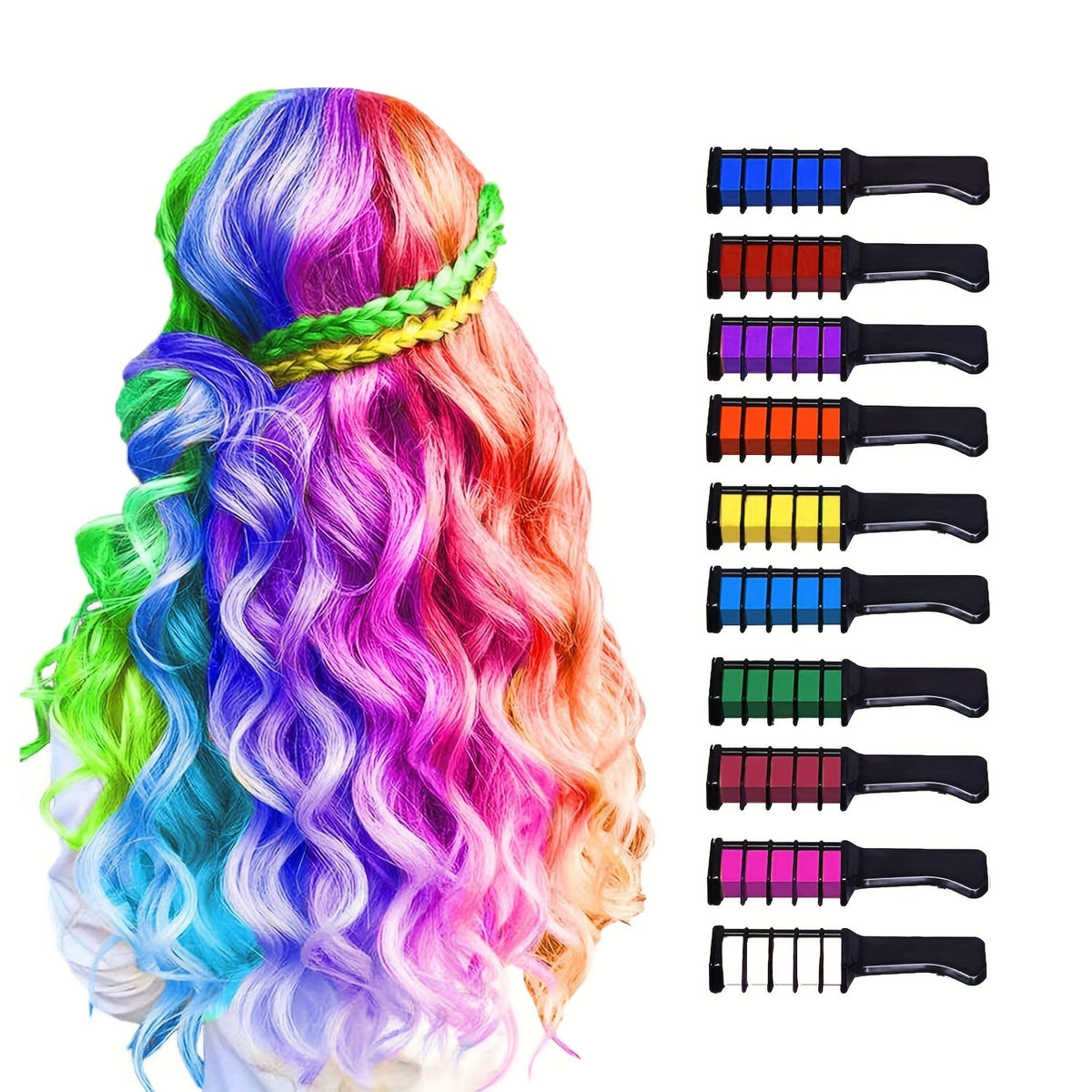 10 Vibrant Temporary Hair Chalk Combs for Parties & Cosplay