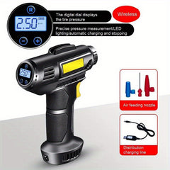 120W Car Air Compressor Handheld Tire Inflator LED Lights