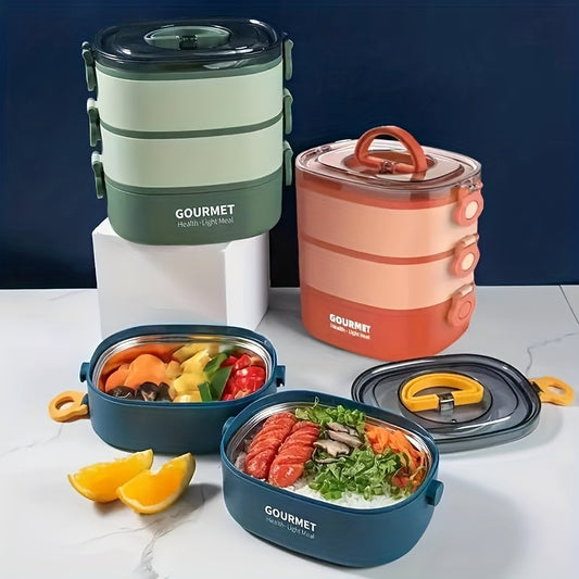 Leakproof 1 2 3 Tier Lunch Box Microwave Safe Kitchen Gadget