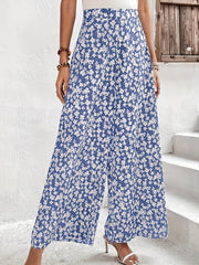 Plus Ditsy Print High Rise Wide Leg Pants