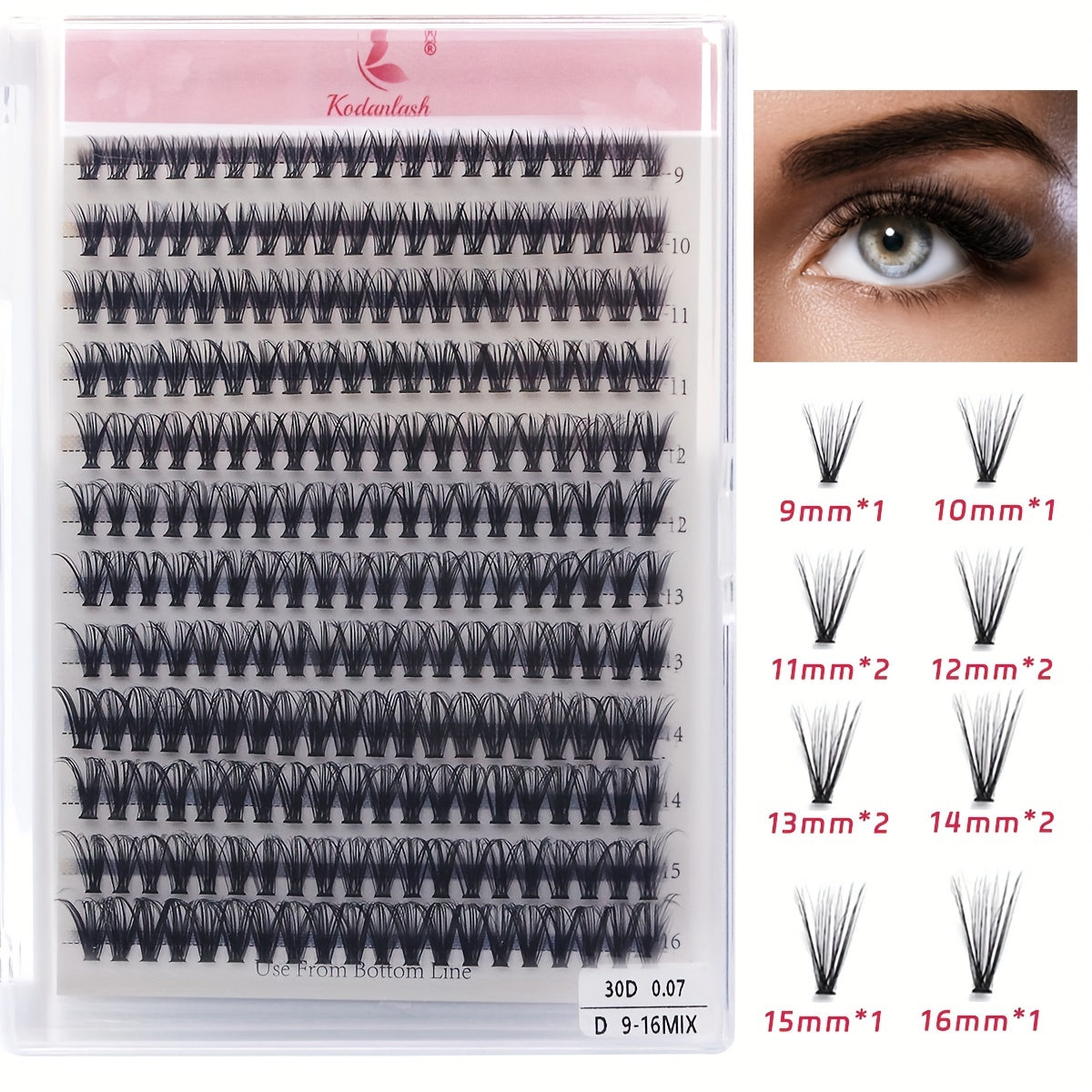 240 Pairs Cluster Lashes D Type 9mm 16mm Mixed Length Eyelashes DIY