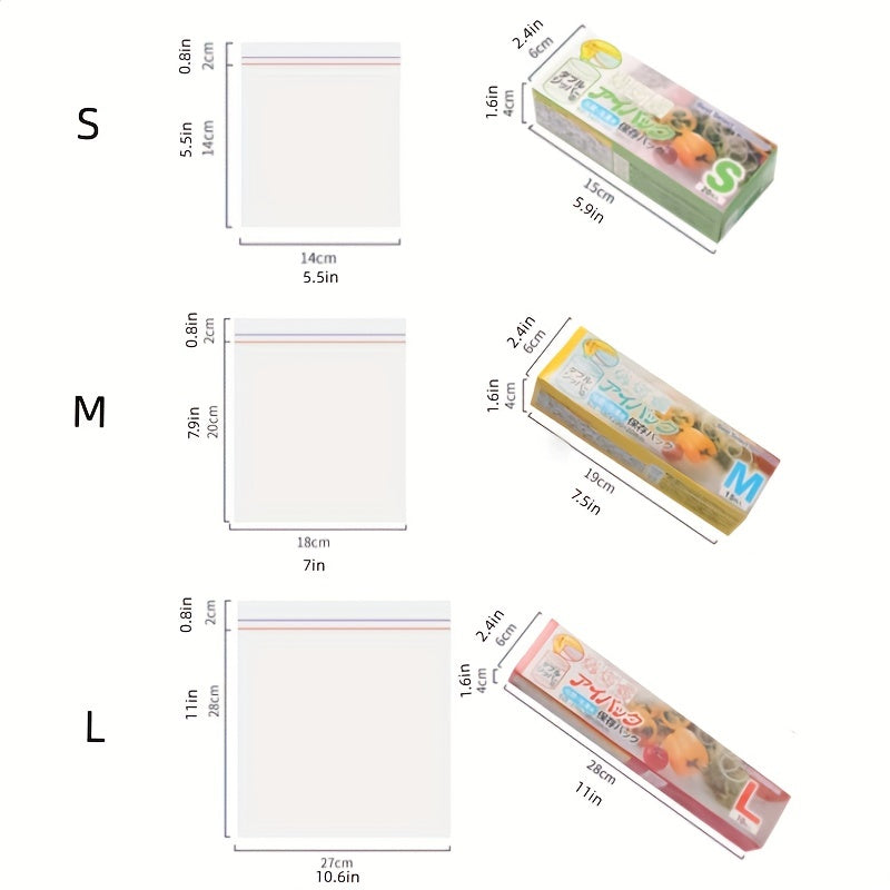 3pcs Clear Food Sealed Storage Bag Reusable Leakproof Vegetable And Fruit Fresh