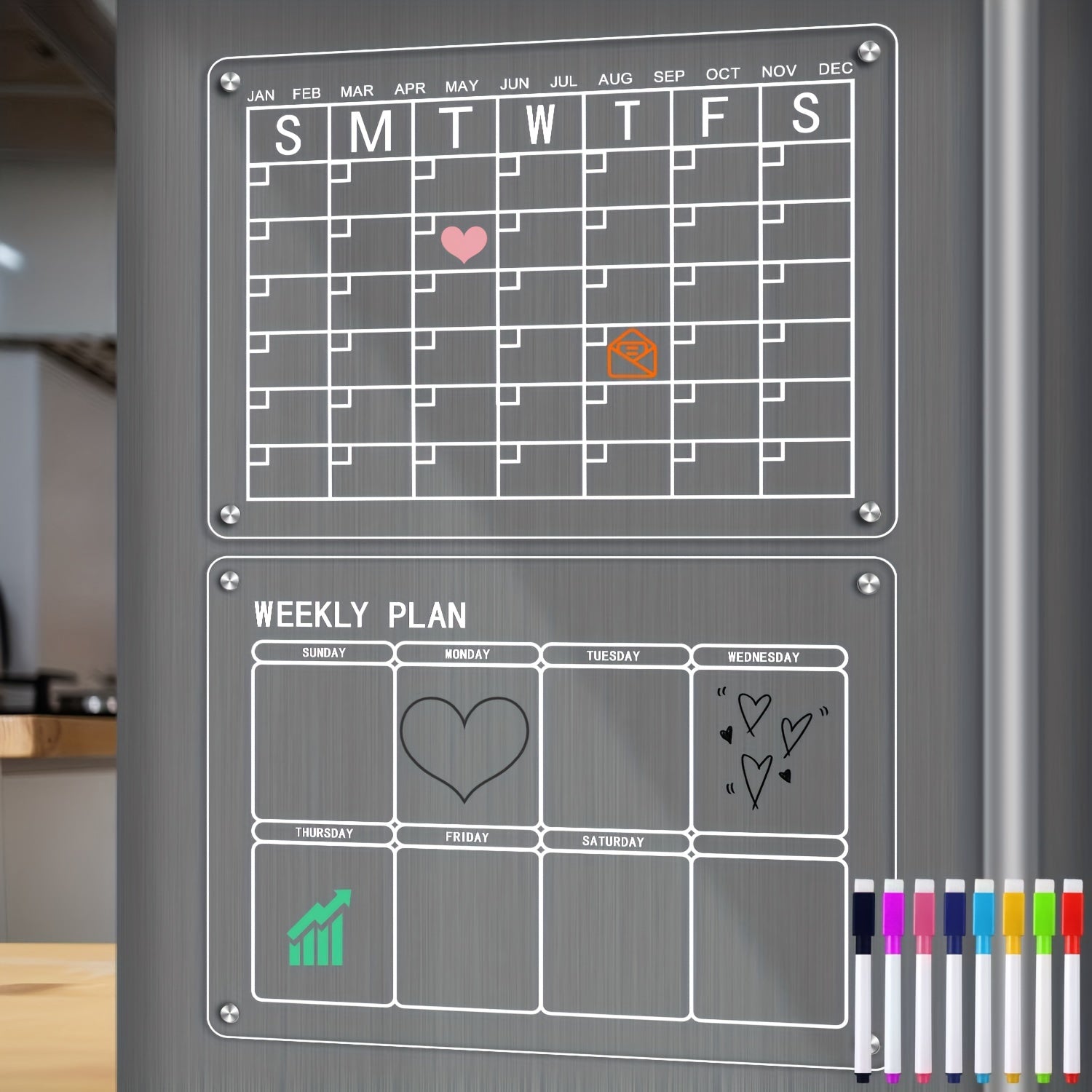 Acrylic Magnetic Fridge Calendar Set