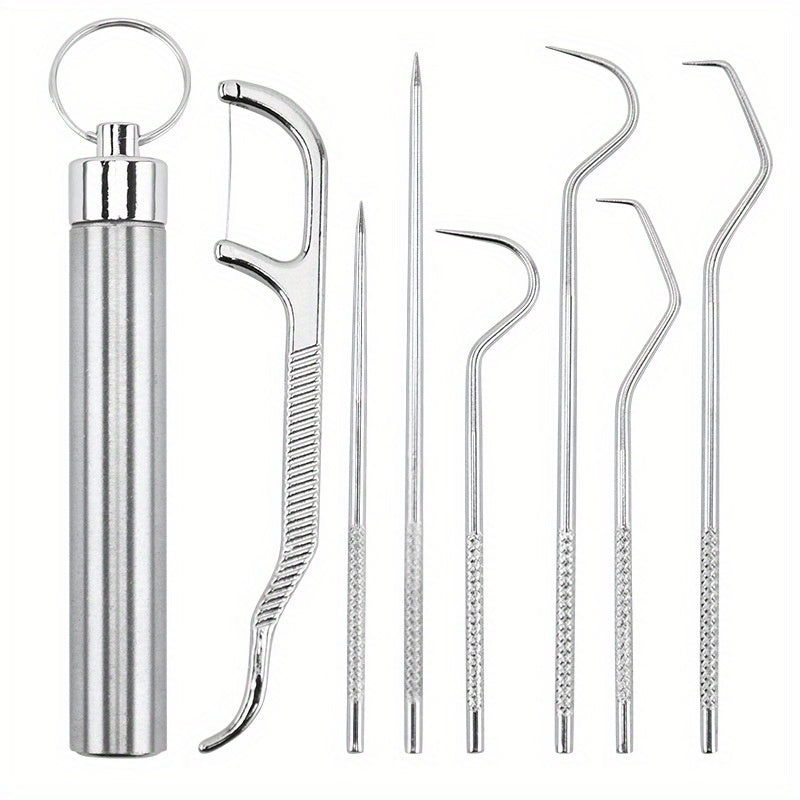 304 Stainless Steel Toothpick Set Portable Storage Oral Tooth Cleaning Tool