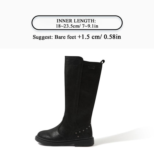 TARANIS Girls Classic Knee High Boots Suede Soft Anti-Slip High Top Winter Shoes