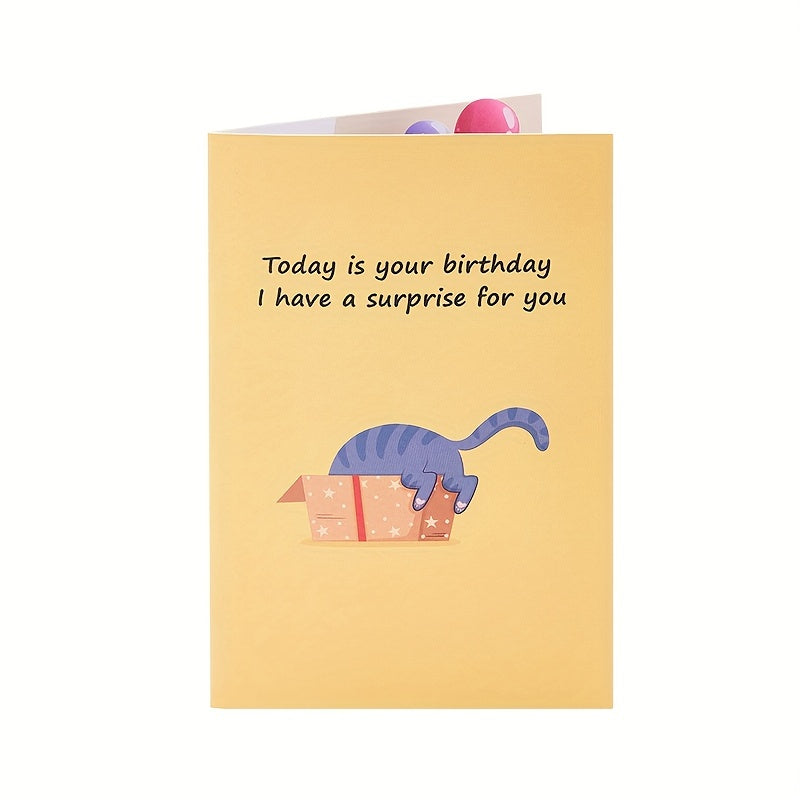 Funny Cat Happy Birthday Pop Up Card For Parents Friends Siblings