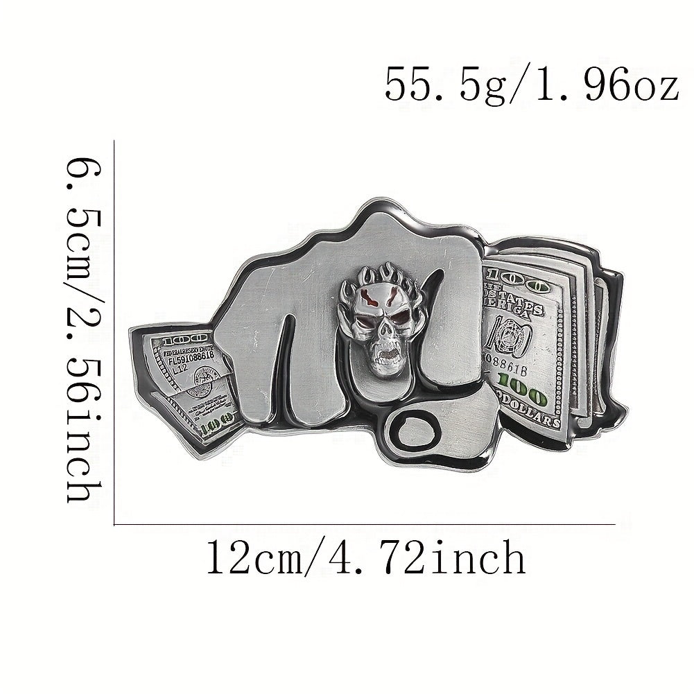 100 Dollar Bills Demon Skull Rings Metal Belt Buckle Gothic Hip hop Rock