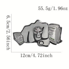100 Dollar Bills Demon Skull Rings Metal Belt Buckle Gothic Hip hop Rock