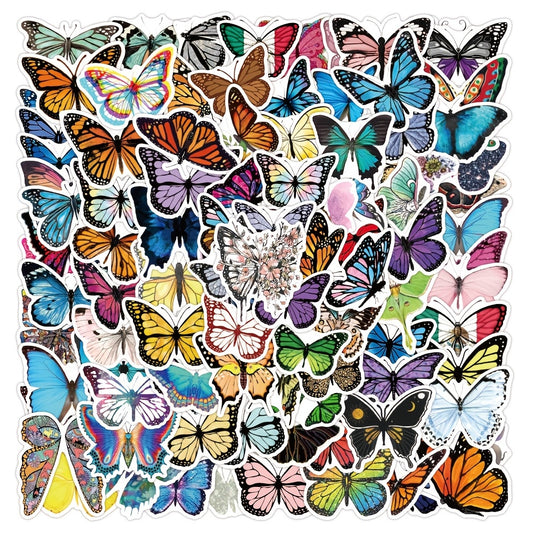 100pcs Butterfly Doodle Waterproof Stickers for Laptop Luggage