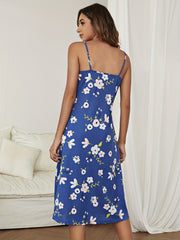 Floral Print Backless Nightdress