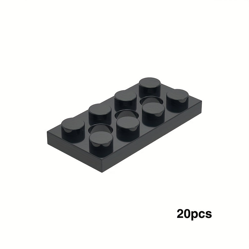 20pcs Low Brick 3709 2X4 w/ 3 Hole Plate Assembly Parts for Kids