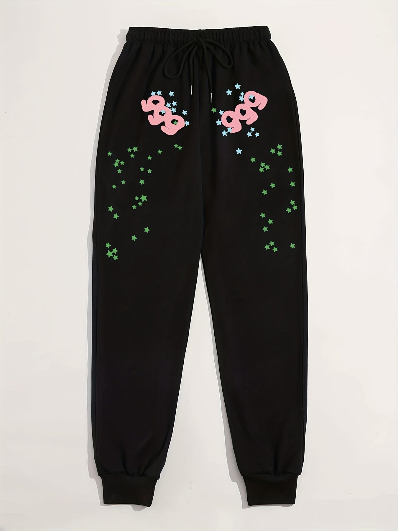  Star & Number Print Drawstring Sweatpants Women's Plus