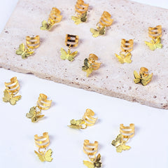 15pcs Golden Dreadlock Hair Ring With Butterfly Tassel Alloy Braids Hair