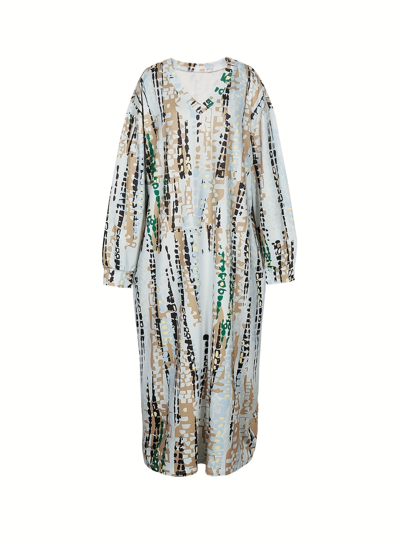  Tie Dye V-Neck Maxi Dress with Pockets