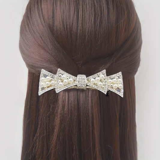Faux Pearl Rhinestone Hair Clip Non Slip Hair Accessory