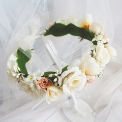 Boho Flower Leaf Berry Wreath Headband for Party Wedding