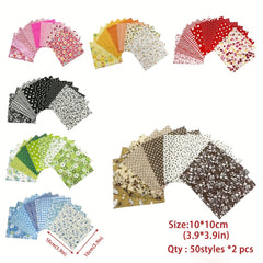 100pcs Floral Pattern Cotton Fabric Precut Patchwork Fabric Bundles