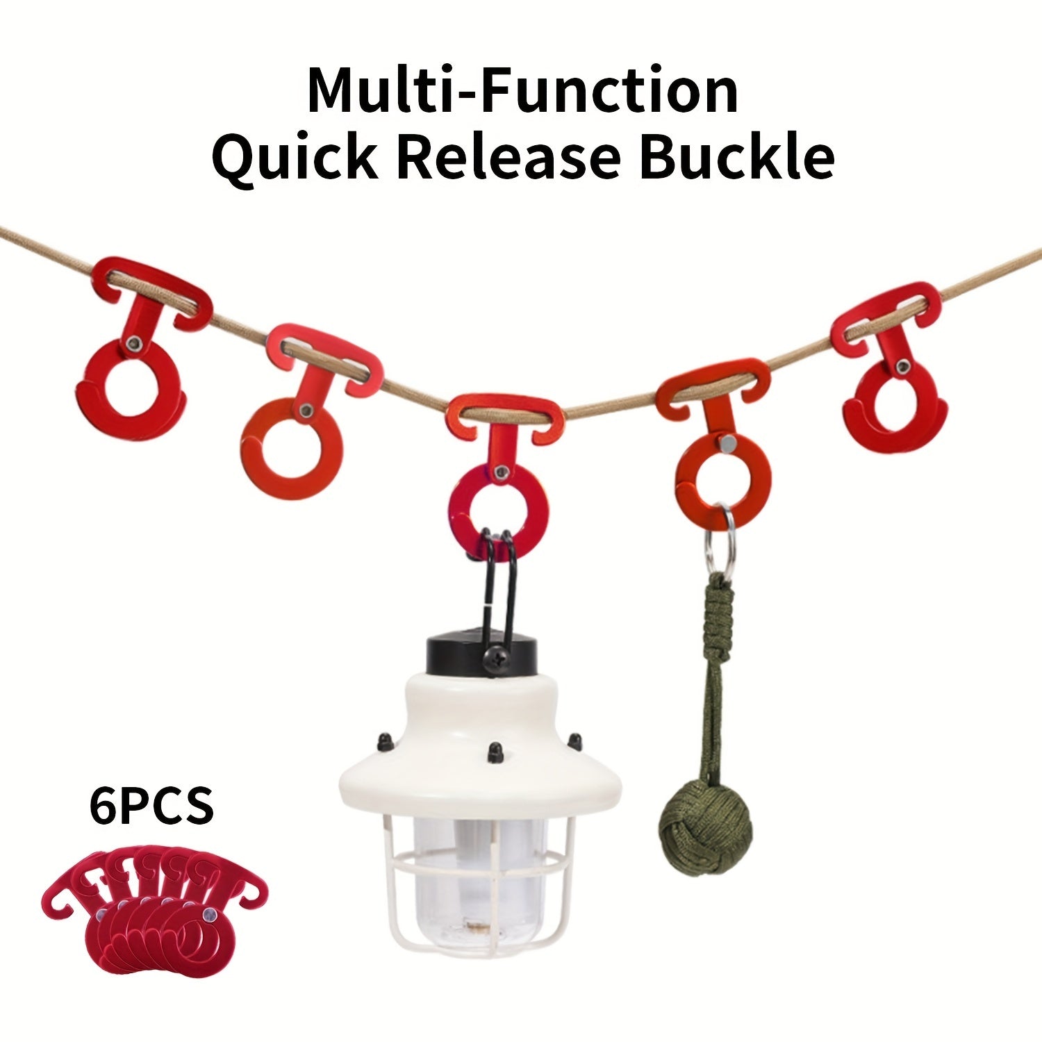 6pcs Aluminum Guyline Cord Adjuster Buckles for Camping Hiking